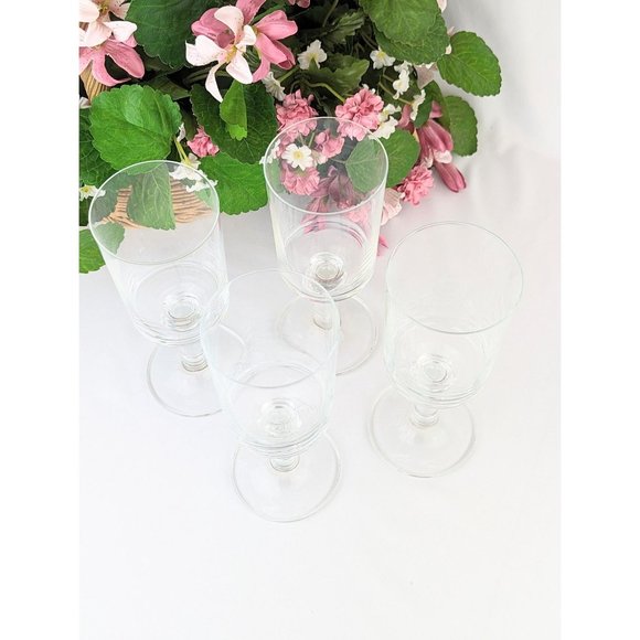 Set of 4 Tall Modernist Water Goblets Minimalist Clear Stemmed Drinking Glasses - Picture 3 of 8
